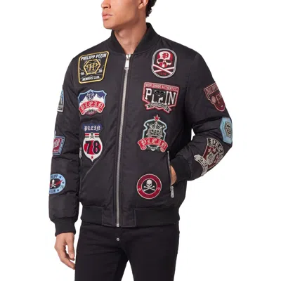 Philipp Plein Nylon Bomber Patches Men In Blue
