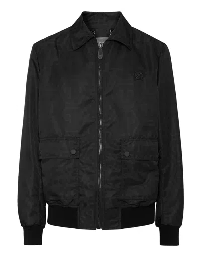 Philipp Plein Nylon Coster Bomber Monogram In Black