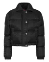 Philipp Plein Nylon Jacquard Cropped Puffer Jacket Monogram In Black
