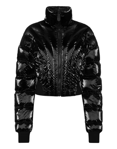 Philipp Plein Nylon Multicutting Puffer Jacket In Black