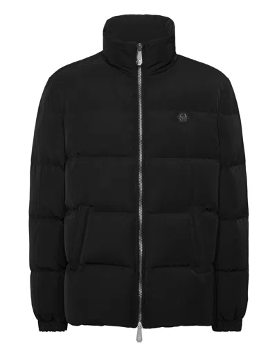 Philipp Plein Nylon Puffer Jacket Late Checkout In Black