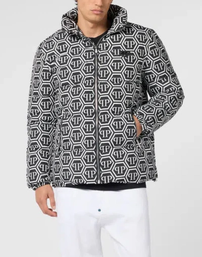 Philipp Plein Nylon Puffer Jacket Monogram Men In Black