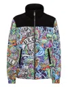 Philipp Plein Nylon Puffer Jacket With Leather Inserts Tattoo In Multi