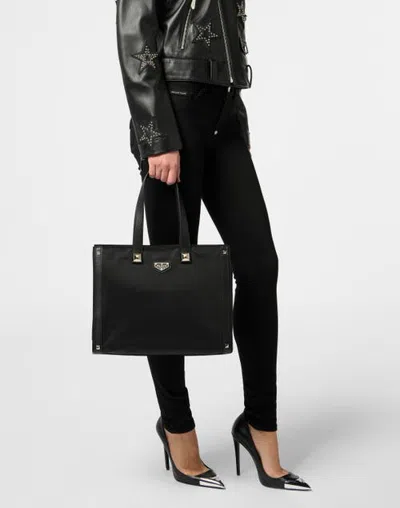 Philipp Plein Nylon Tote Bag Studs Women In Black