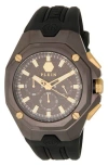 Philipp Plein Octagon Chronograph Silicone Strap Watch, 43.2mm In Brown
