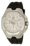 Philipp Plein Octagon Chronograph Silicone Strap Watch, 43.2mm In Stainless Steel
