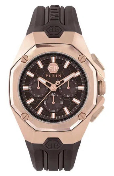 Philipp Plein Octagon Chronograph Silicone Strap Watch, 44mm