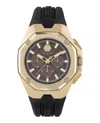 Philipp Plein Octagonal Chronograph Timepiece With Ip Yellow Gold Case In Black