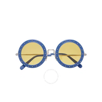 Philipp Plein Olivia Yellow Round Ladies Sunglasses P18a-wes0047-pco002n-qlzk In Blue