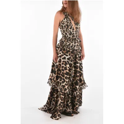 Philipp Plein One-shoulder Maculate Long Dress With Women's Ruffles