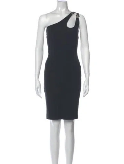 Pre-owned Philipp Plein One-shoulder Knee-length Dress In Black