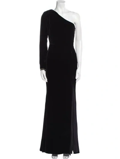Pre-owned Philipp Plein One-shoulder Long Dress In Black