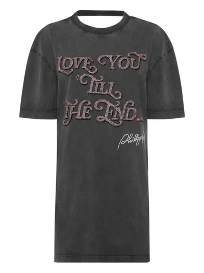 Philipp Plein Open-back Embellished Mini Dress In Black