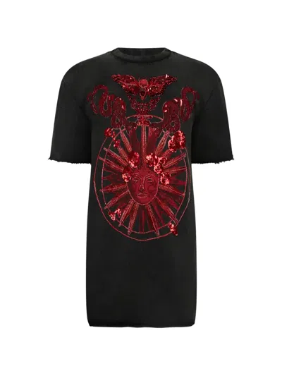 Philipp Plein Open-back Front-sequin Mini Dress In Black