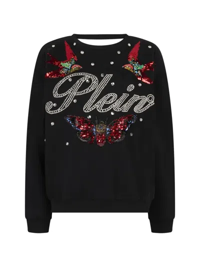 Philipp Plein Open Back Strass Sweatshirt In Black