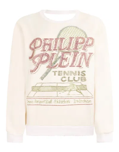 Philipp Plein Open Back Sweatshirt Tennis Club In Neutral