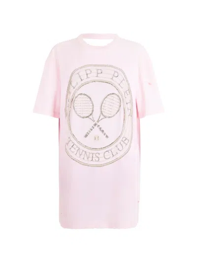 Philipp Plein Open Back T-shirt Mini Dress In Pink