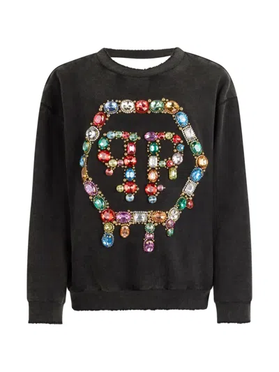 Philipp Plein Open-back Sweatshirt In Black