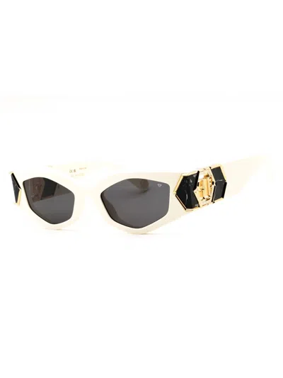 Philipp Plein Oval Unisex Acetate Sunglasses In Gray