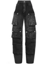 Philipp Plein Denim Oversize Cargo Trousers In Schwarz