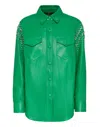 Philipp Plein Oversize Leather Shirt Crystal In Green