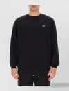 Philipp Plein Oversize Rhinestone Logo Sweatshirt With Ribbed Cuffs And Hem In Black