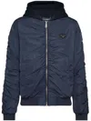 Philipp Plein Padded Nylon Jacket In Blue