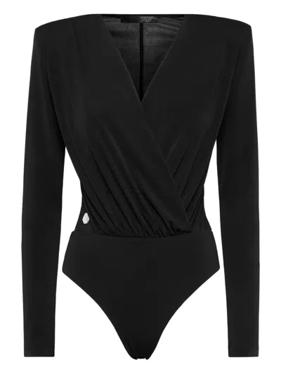 Philipp Plein Padded-shoulder Bodysuit In Black