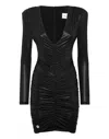 Philipp Plein Padded-shoulder Strass Mini Dress In Black