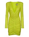 Philipp Plein Rhinestone-embellished Ruched Mini Dress In Green