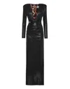 Philipp Plein Padded Shoulder V-neck S Long Dress Ls In Black