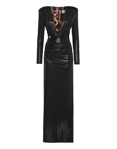 Philipp Plein Padded Shoulder V-neck S Long Dress Ls In Black