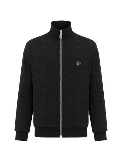 Philipp Plein Padded Tracksuit Jacket Biker Monogram In Gray