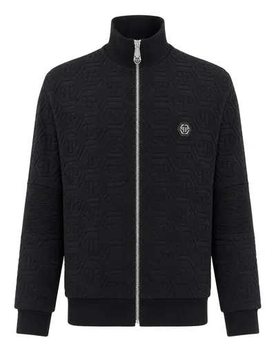 Philipp Plein Padded Tracksuit Jacket Biker Monogram In Black