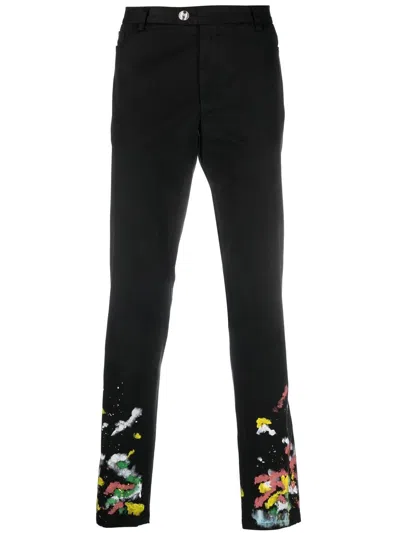 Philipp Plein Paint-splatter Effect Chinos In Black