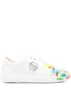 Philipp Plein Paint Splatter-print Lace-up Sneakers In White