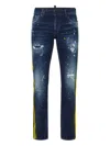 Philipp Plein Paint-splatter Stripe Jeans In Blue