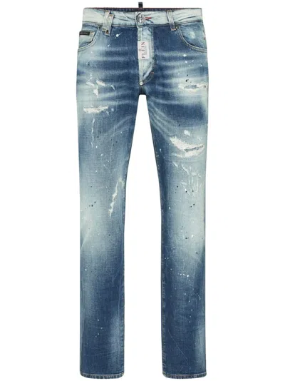 Philipp Plein Paisley Bandana Jeans In 蓝色