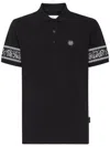 Philipp Plein Slim Fit Piquet Polo Shirt Ss Paisley Bandana In Black