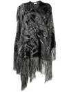 Philipp Plein Paisley-jacquard Wool Cape In Black