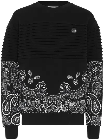 Philipp Plein Paisley-print Cotton Sweatshirt In Black