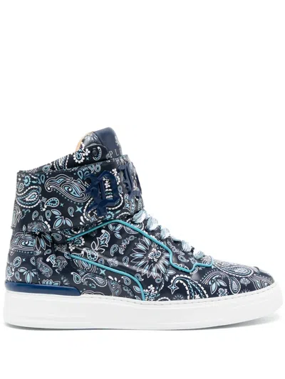 Philipp Plein Paisley-print Hi-top Sneakers In Blue
