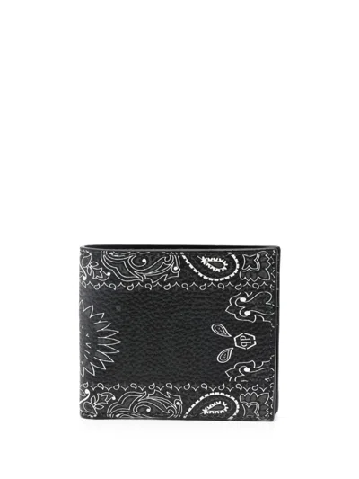 Philipp Plein Paisley-print Leather Wallet In Black
