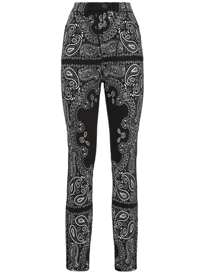 Philipp Plein Paisley-printed High-waisted Jeggings In Black