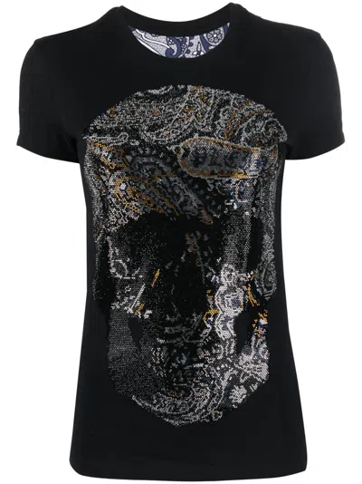 Philipp Plein Paisley Skull Round-neck T-shirt In Black