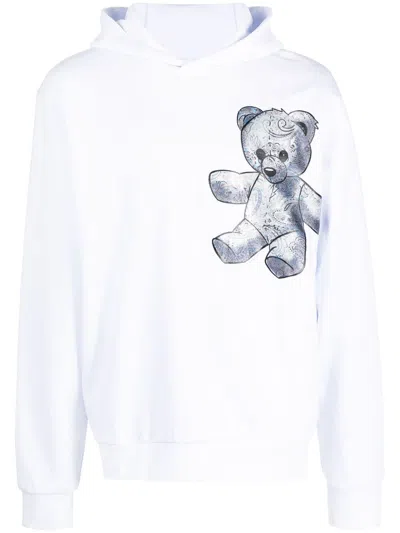 Philipp Plein Paisley Teddy Bear Hoodie In White