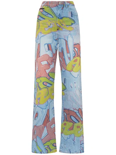 Philipp Plein Palace Fit Bombing High-rise Wide-leg Jeans In Blue