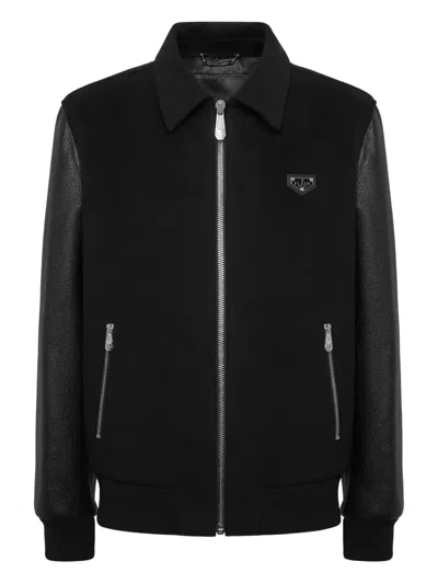 Philipp Plein Panelled Bomber Jacket In Black