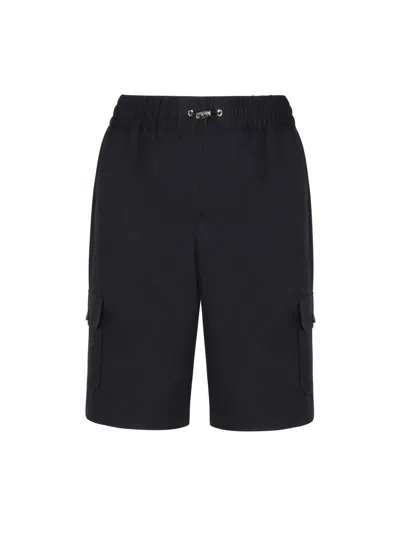 Philipp Plein Straight Hem Drawstring Cargo Shorts In Black