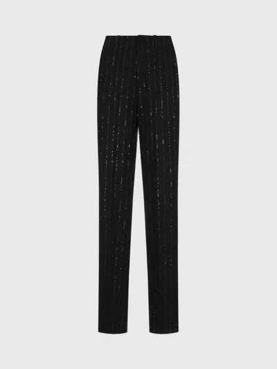 Philipp Plein Wool Blend Sequined Pants With Pinstripe Pattern In Black